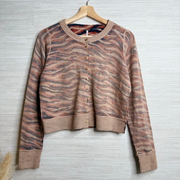 Free People cardigan sweater wool cashmere cozy warm boho print Small - Picture 2 of 7